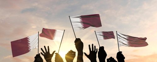 silhouette-arms-raised-waving-qatar-flag-with-pride-d-rendering_601748-2815